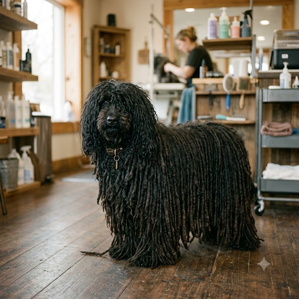 A dog with a corded & hairless