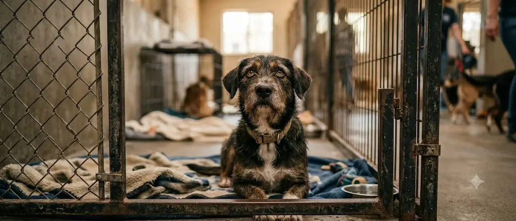 A rescue dog waiting for a home