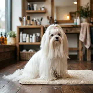A dog with a silky / long coat